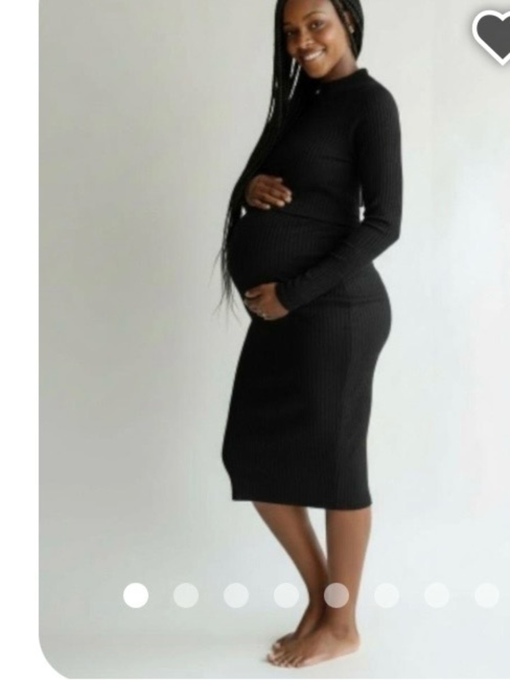Black Ribbed Maternity Midi Dress
